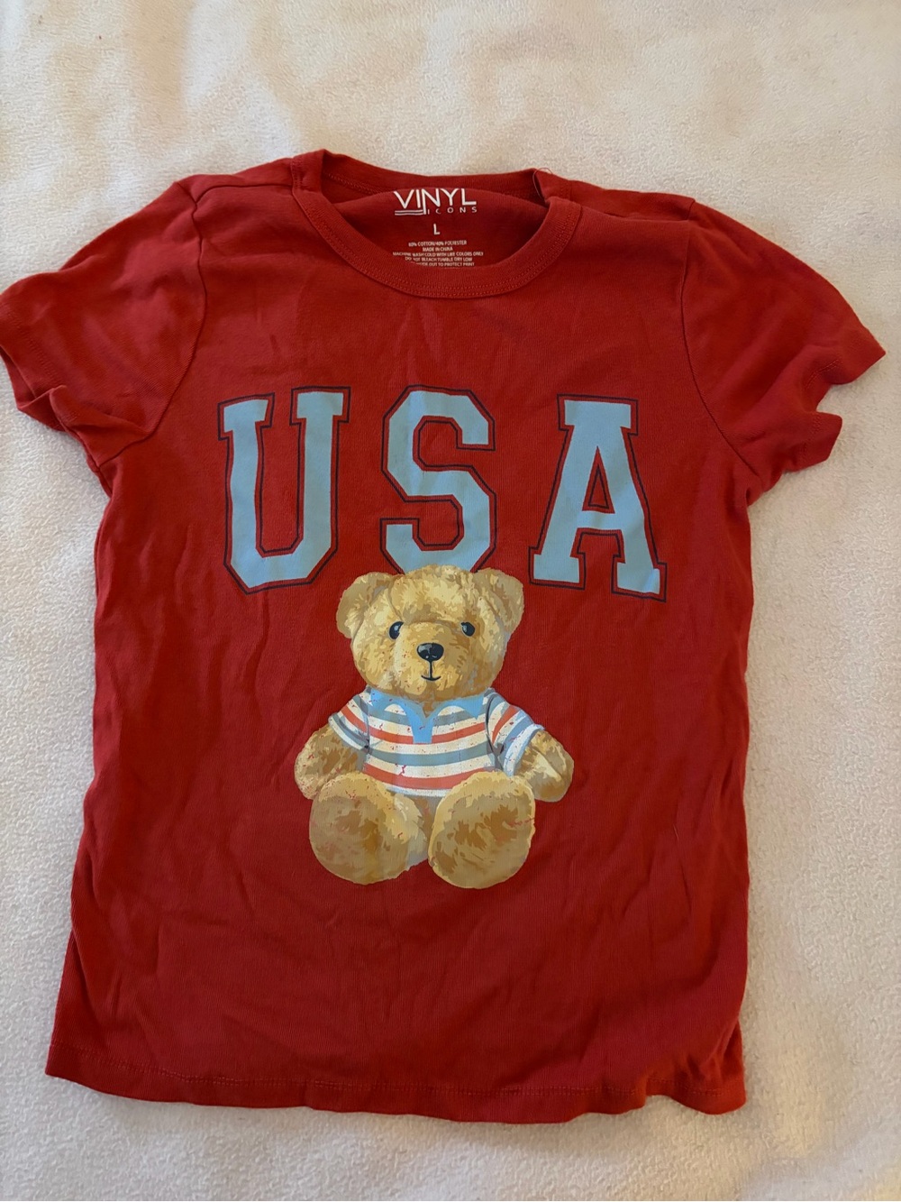 VINYL Red USA Teddy Graphic Short Sleeve Kids Tee
